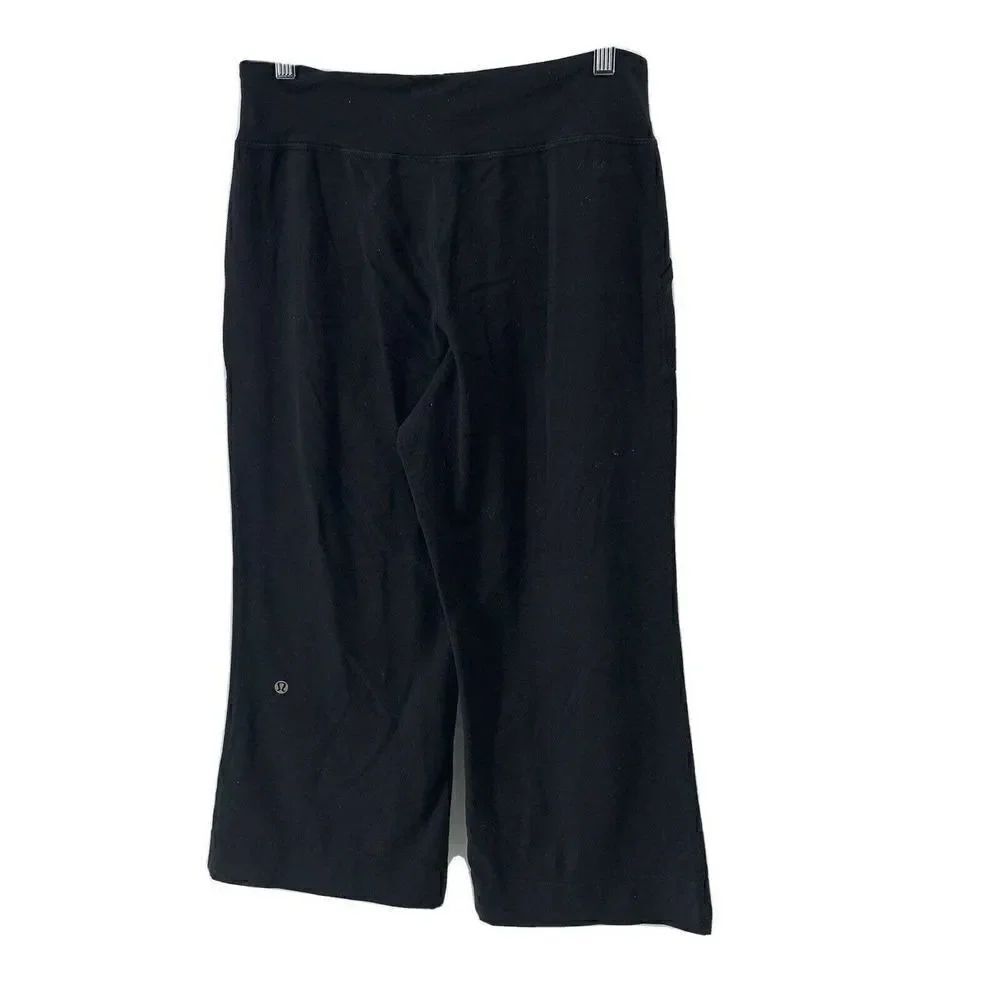 Lululemon Black Wide Leg Sweat Pants Cropped 4